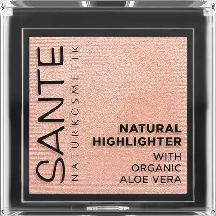 SANTE Naturkosmetik Natural Highlighter 02 Glowy Rose, seidig-weicher Puder-Highlighter mit Bio-Aloe Vera für natürlichen Glow, NaTrue-zertifiziert, 7g
