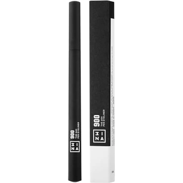 3INA The 24H Pen Eyeliner, lang anhaltender Eyeliner, wasserfest, ultra-dünner Applikator, Farbton 900 Black, 1,2 ml – Bild 2