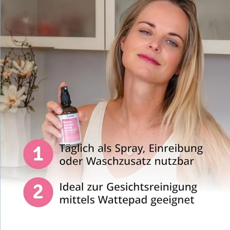 Casida® Rosenwasser Spray Rosenhydrolat bio - Reines Damaszener-Rosenblütenwasser - Beruhigt, erfrischt & spendet Feuchtigkeit - 100 ml – Bild 3