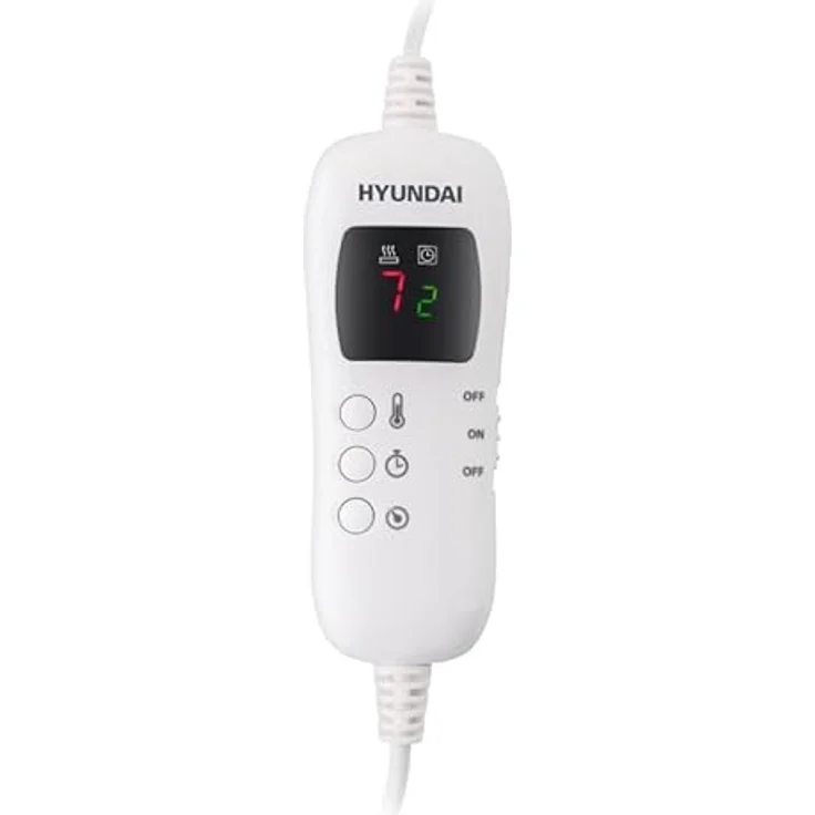 ETA Heizdecke Hyundai CCH130, elektrische Heizdecke aus Microfleece mit 6 Heizstufen, 30-45 °C und Timer, geeignet für Einzelbetten – Bild 2