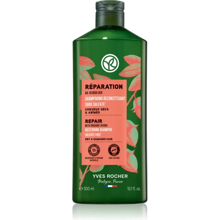 Yves Rocher Réparation Regenierendes Shampoo mit Bio-Jojoba, 300 ml, nährend und reinigend für gesundes Haar