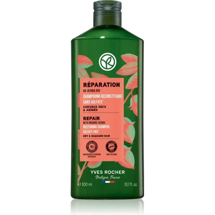 Yves Rocher Réparation Regenierendes Shampoo mit Bio-Jojoba, 300 ml, nährend und reinigend für gesundes Haar