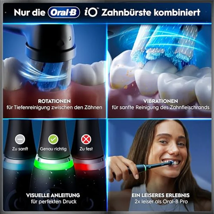 Oral-B iO Series 10 Elektrische Zahnbürste, inkl. 3 Aufsteckbürsten, iOsense Ladestation, Lade-Reise-Etui, 7 Putzmodi, Weiß – Bild 5