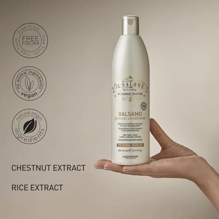 Alfaparf Milano Il Salone Milano Glorious, nährender Conditioner für trockenes und beschädigtes Haar, 500 ml, schützt vor Beschädigungen und bewahrt den brillanten Glanz – Bild 9