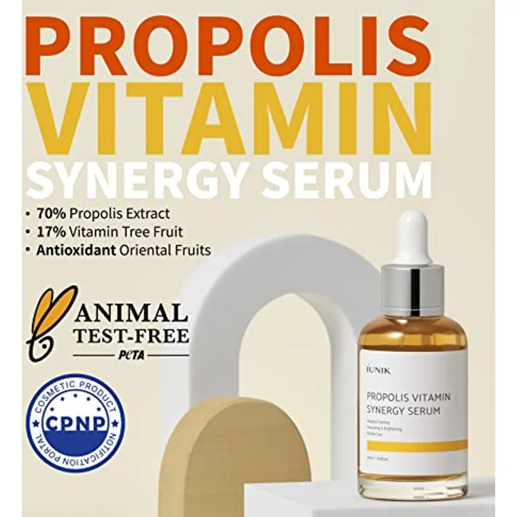iUnik Propolis Vitamin Synergy Serum, Feuchtigkeitsserum mit 70% Propolis und 12% Vitamin C, 50 ml – Bild 2