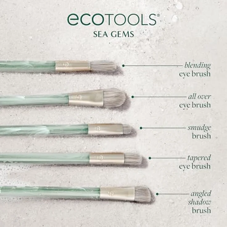 EcoTools Sea Gems Augen-Make-up-Set, 6-teiliges Set mit wiederverwendbarer Dose, vegan und tierversuchsfrei, geeignet für flüssige, cremige und pudrige Produkte – Bild 4