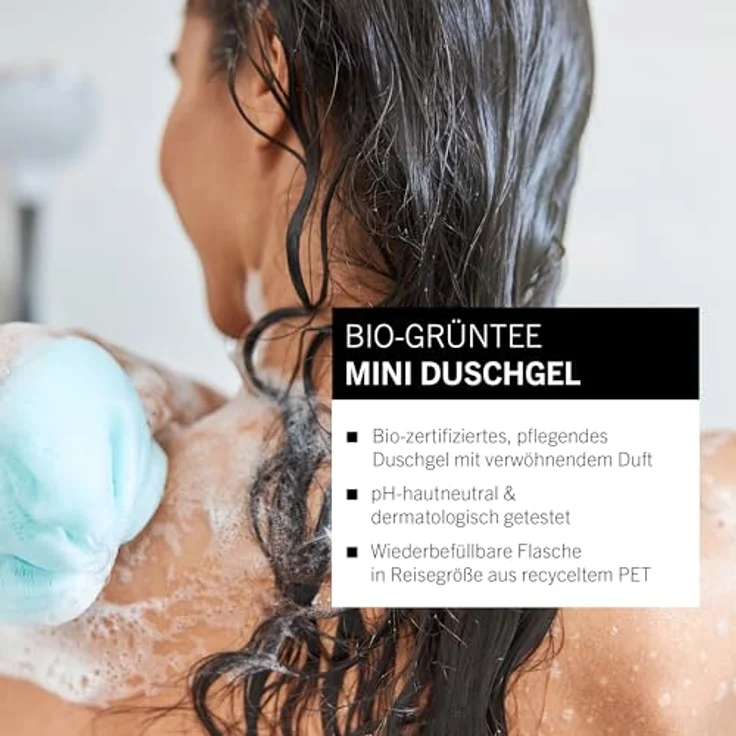 Benecos Duschgel Grüntee Mini, 50ml - Sanft reinigendes Duschgel mit Bio-Grünteeauszug und Bio-Apfelsaft – Bild 3
