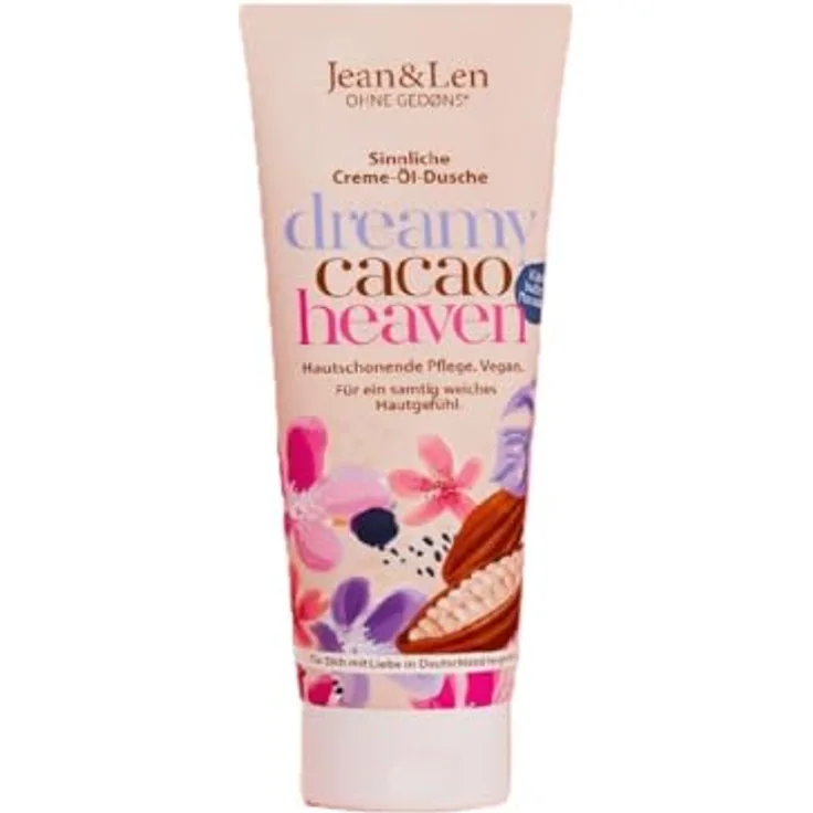 Jean & Len Creme-Öl Dusche Kakaobutter & Macadamia, pH-hautideal, reichhaltiges Duschgel ohne Parabene & Silikone, vegan, 250 ml