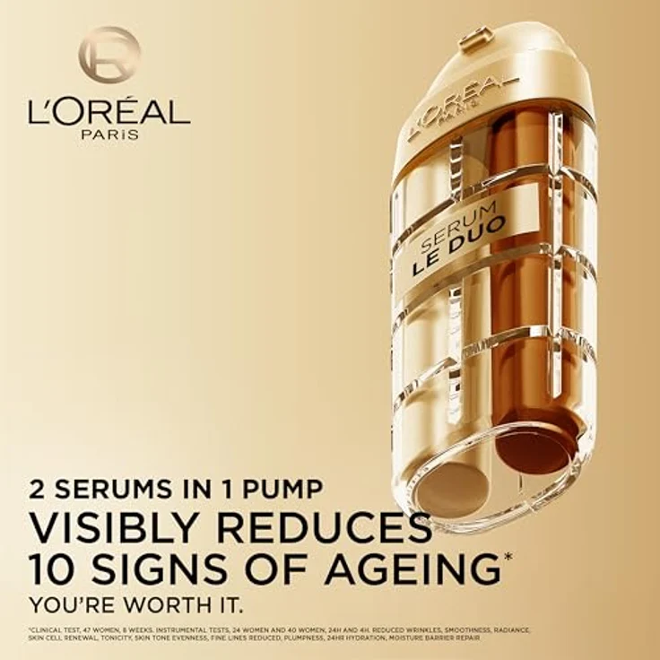 L’Oréal Paris Age Perfect Le Duo Serum, verjüngendes Zweiphasenserum mit Vitamin C und Niacinamid für klare und glatte Haut, 30 ml – Bild 2
