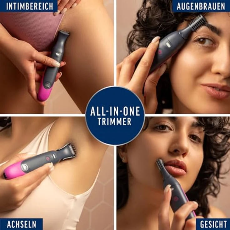 Veet Haartrimmer Damen Expert Intimate All In One Trimmer, präzise Intimpflege und Gesichtshaarentfernung, ergonomisches Design, wasserdicht, umfangreiches Zubehör – Bild 3