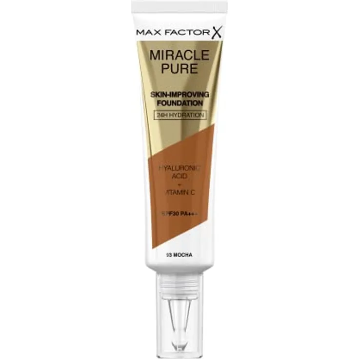 Max Factor Miracle Pure Skin Improving Foundation, Fb. 93 Mocha, hautverbesserndes Make-Up mit LSF 30, 30 ml