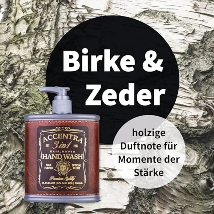 Accentra Seifenspender Whiskey, Handseife SPECIAL BLEND, 330ml Pumpspender mit Duft nach Birke & Zeder, Flachmann-Design, Geschenkidee für Männer zum Vatertag – Bild 4