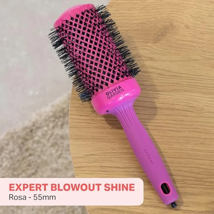 Olivia Garden Expert Blowout Shine – Pink - 55 - Runde, antistatische Keramikbürste für glänzende und frizzfreie Blowouts – Bild 2