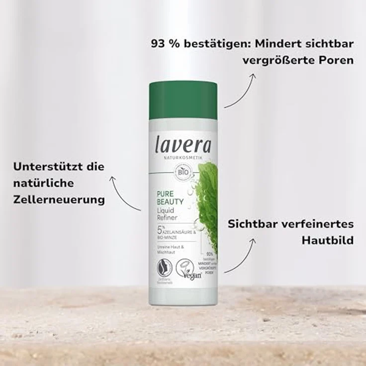 Lavera Pure Beauty Liquid Refiner, Tagespflege mit Azelainsäure und Bio-Minze, Anti-Pickel-Pflege für normale und empfindliche Haut, 100 ml – Bild 3