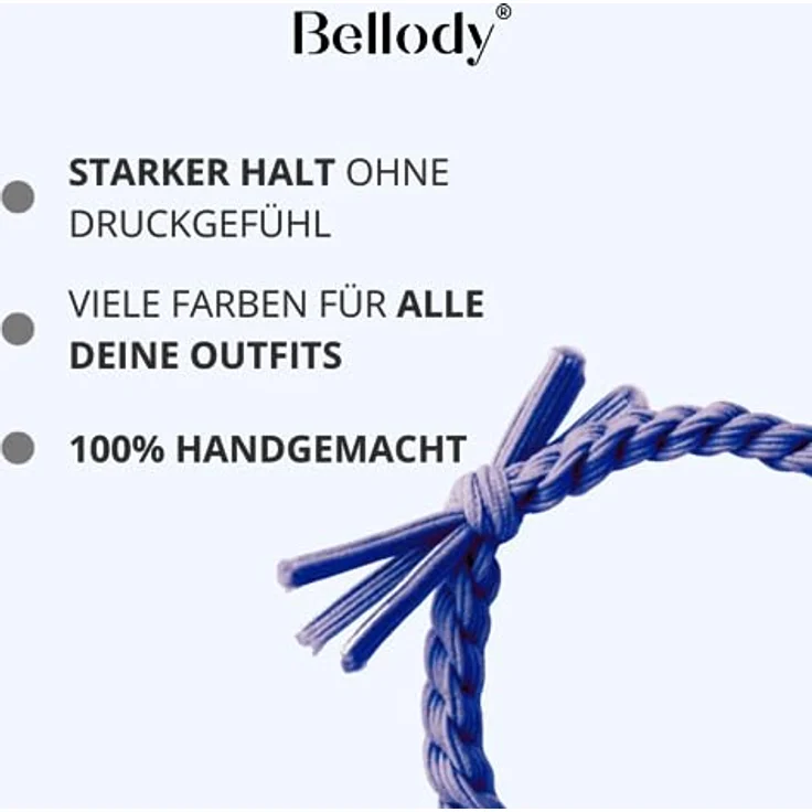 Bellody® Original Haargummis - Stylisch geflochtener Haargummi mit starkem Halt (4er Set - Blue Jeans) - Damen Haarschmuck in Dunkel Blau – Bild 2