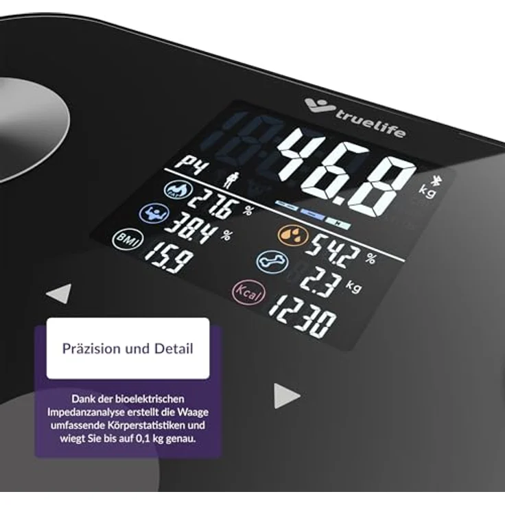 TrueLife FitScale W6 BT Black Körper-Analyse-Waage mit 19 messbaren Indizes – Bild 6