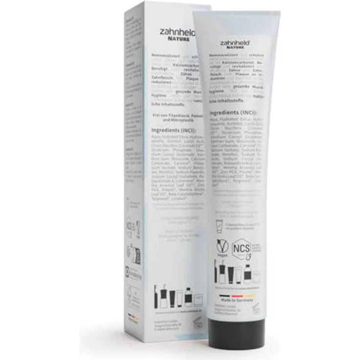 Zahnheld® Minerals Zahnpasta – remineralisierend mit Hydroxylapatit, Dicalciumphosphat & Calciumcarbonat, 1450 ppm Fluorid & Zink PCA, vegan, 75 ml – Bild 2