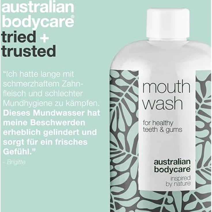 Mundspülung mit antibakteriellem Teebaumöl - 500ml | Pflegt und lindert gereiztes und blutendes Zahnfleisch | für eine gesunde Mundhygiene ohne schlechten Atem | 100% vegan und dermatologisch getestet – Bild 5