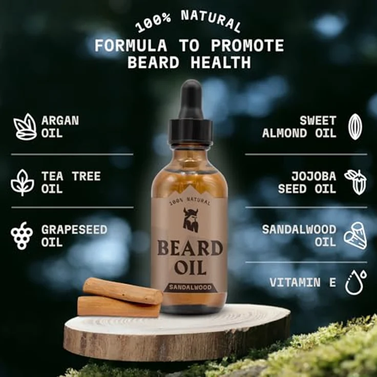 Striking Viking Bartöl-Conditioner 60 ml, Bergamot Thunder Duft, mit Argan- & Jojobaöl, fördert Bartwachstum, spendet Feuchtigkeit – Bild 3