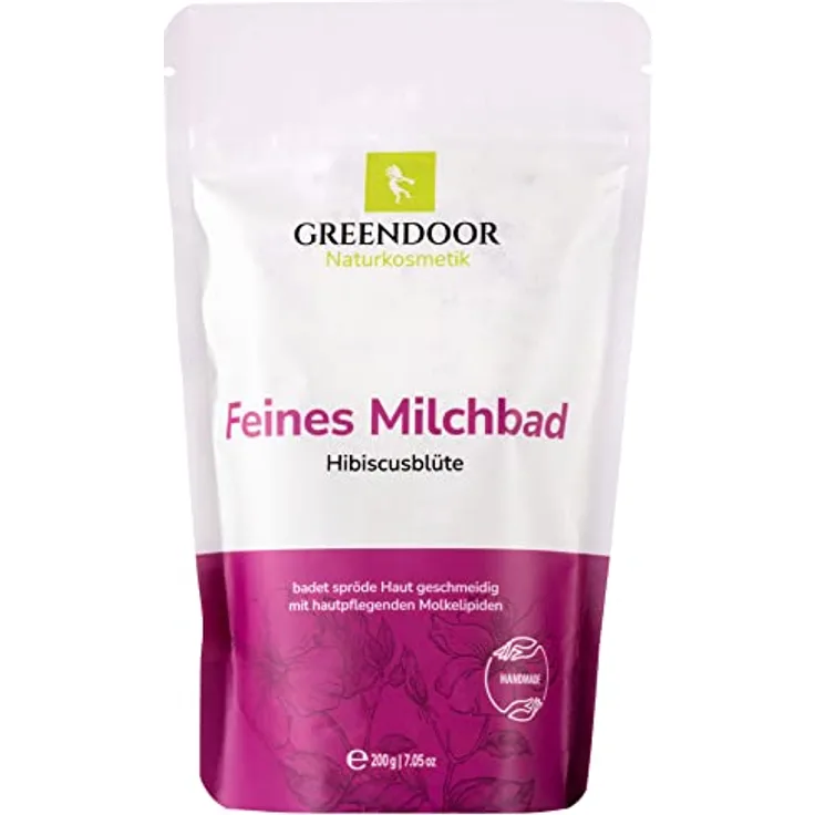 GREENDOOR Milchbad Hibiscusblüte 200g - Haut pflegend, 100% natürlicher Badezusatz, bioabbaubar