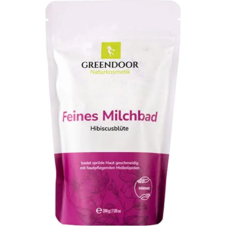 GREENDOOR Milchbad Hibiscusblüte 200g - Haut pflegend, 100% natürlicher Badezusatz, bioabbaubar – Bild 1