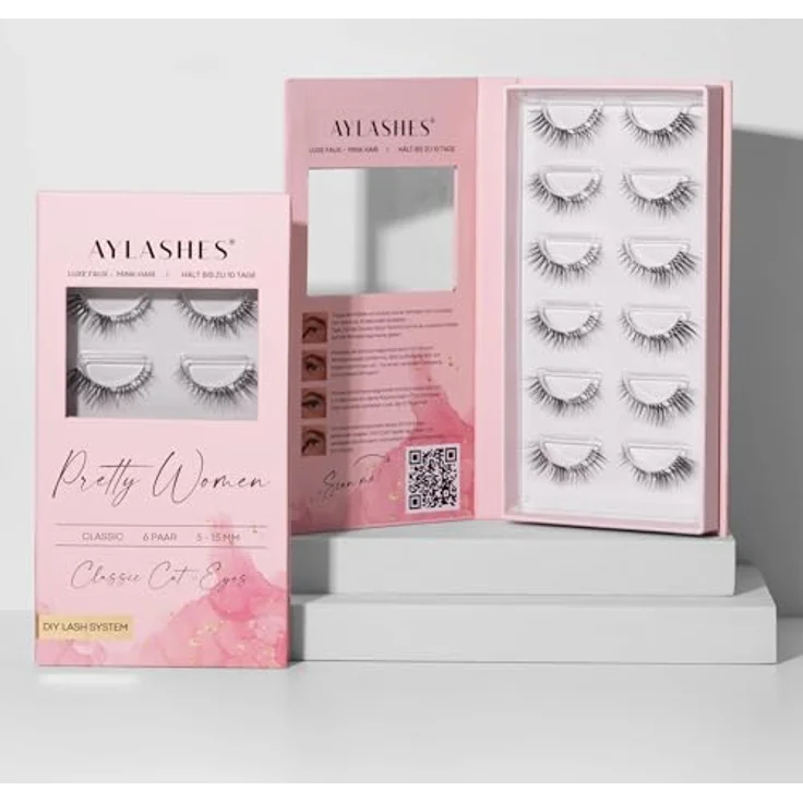 AYLASHES DIY Wimpernextensions Maxi Box, 6 Paar Cat Eye Lashes, bis zu 7 Tage Halt, wiederverwendbar und handgefertigt, vegane Klebewimpern für zu Hause – Bild 3