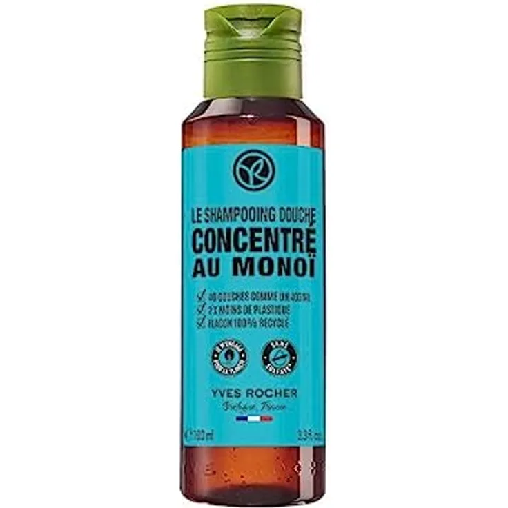 Yvs Rocher Monoï Dusch-Shampoo Konzentrat, Konzentriertes Dusch-Shampoo mit verführerischem Monoï-Duft, 1 x Flacon 100ml