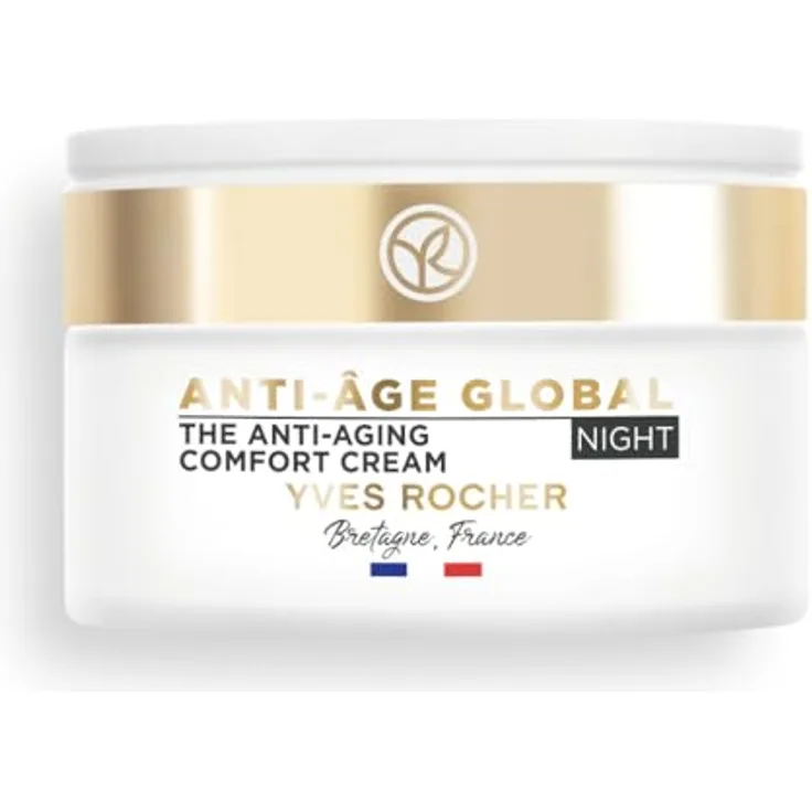 Yves Rocher ANTI-AGE GLOBAL Korrigierende Nachtcreme mit Knospen-Nektar - Luxuriöse Gesichtspflege - Anti-Aging für alle Hauttypen, 50 ml