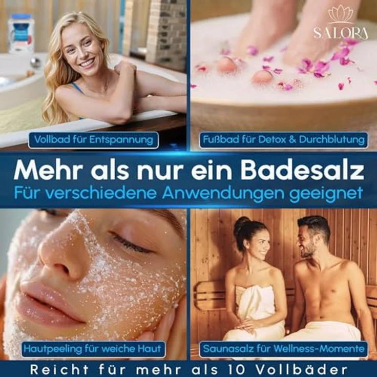 Salora ® Original Totes Meer Badesalz, 5 Kg Meersalz ohne Zusatzstoffe, ideales Vollbad oder Fußbad mit Peeling-Effekt aus Jordanien – Bild 3