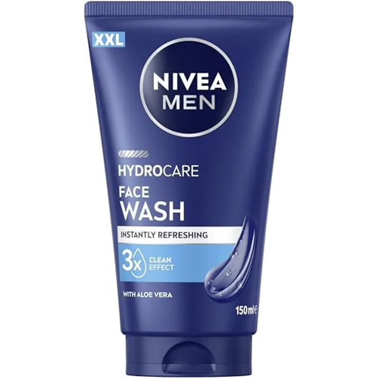 NIVEA MEN Hydrocare Face Wash, feuchtigkeitsspendendes Reinigungsgel mit Aloe Vera und Provitamin B5 für trockene Männerhaut, 150 ml – Bild 1