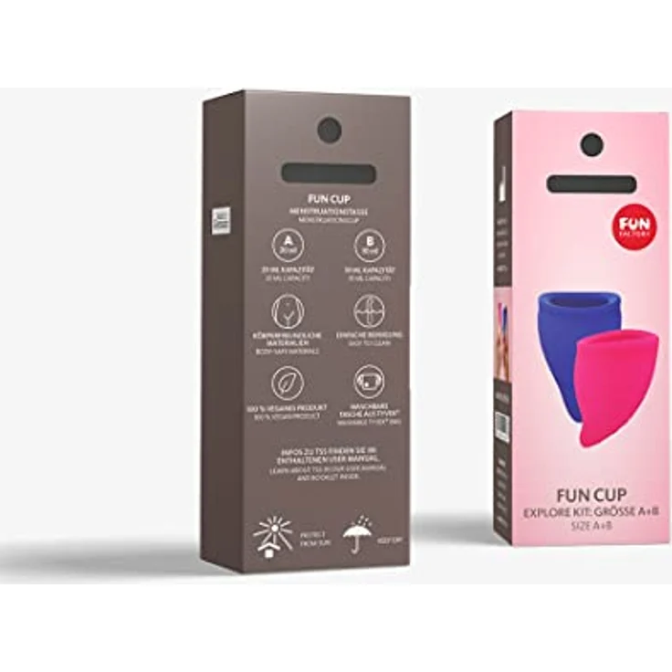Fun Factory Menstruationstassen Explore Kit Größe A&B Pink und Ultramarine, 2 Stück – Bild 9