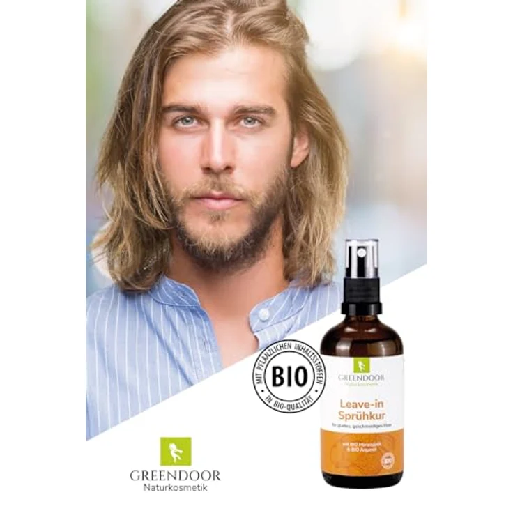 GREENDOOR Leave-in Sprühkur Haare 100ml, feuchtigkeitsspendend ohne Silikone, natürlicher Glanz, Peta approved – Bild 5