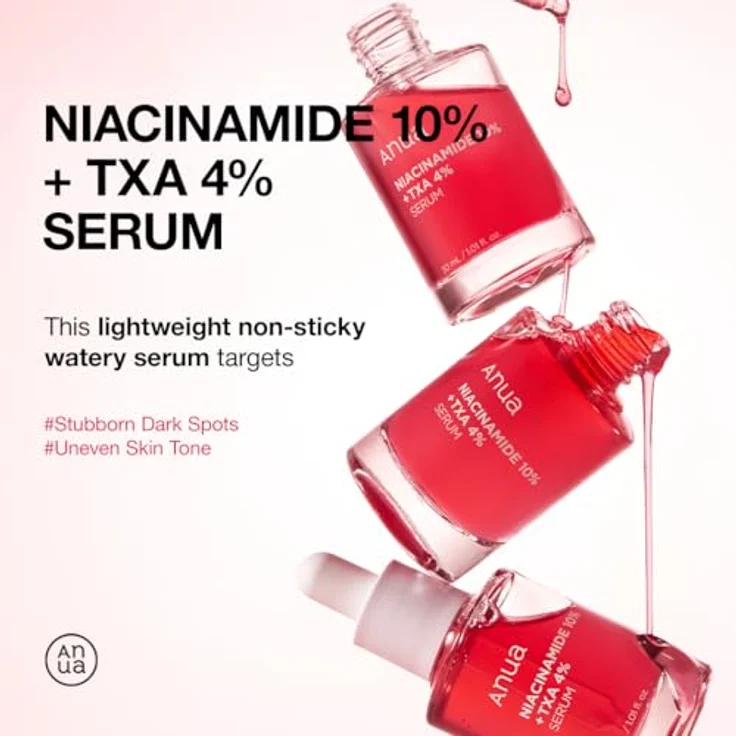 ANUA Serum mit 10 % Niacinamid + 4 % Tranexamsäure, Ceramid, Hyaluronsäure, Vitamin B12, natürliche Farbe, Koreanische Glashaut, parfümfrei, 30 ml - Gesichtscreme – Bild 2