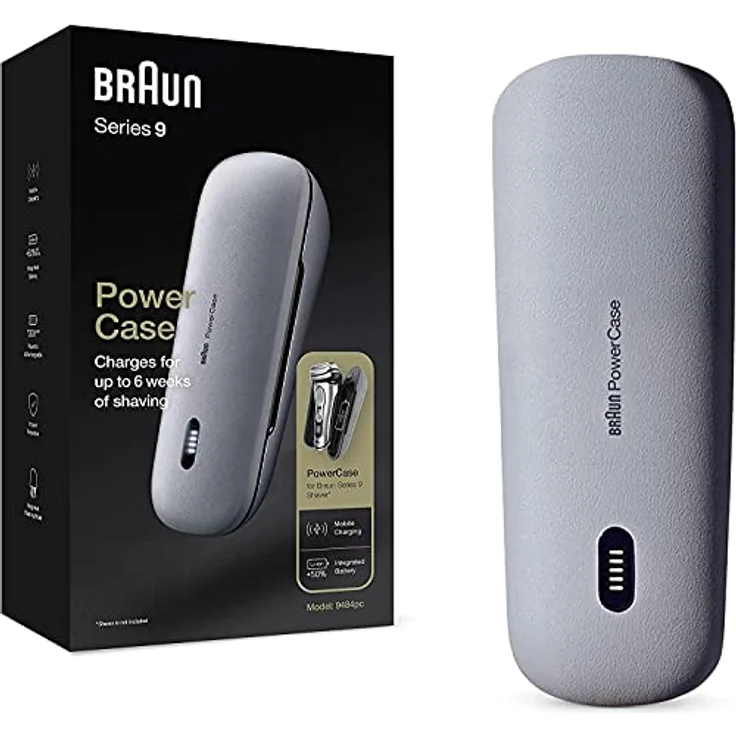 Braun PowerCase, mobiles Lade-Etui für Series 9 und Series 8 Rasierer, 50% mehr Akkulaufzeit, bis zu 6 Wochen kabelloses Rasieren – Bild 1