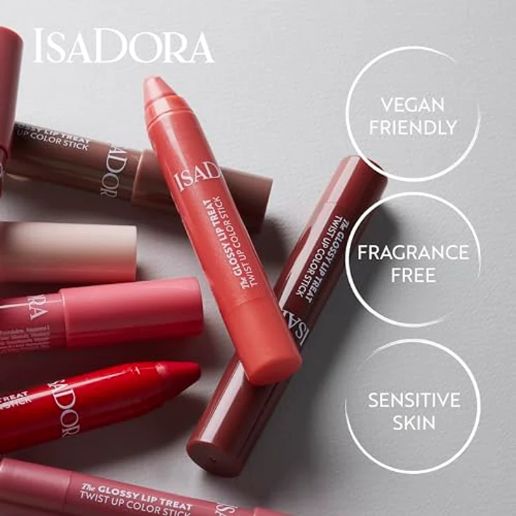 Isadora The Glossy Lip Treat Twist Up Color Stick (Sugar Crush 15, 3,3 g) mit Squalan-Öl – Bild 4