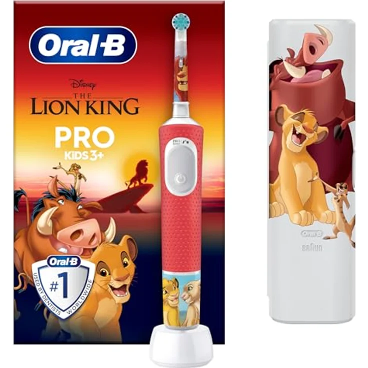 Braun Oral-B Pro Kinder König der Löwen, elektrische Zahnbürste mit rotierendem Bürstenkopf, Sensitiv-Modus und Timer für Kinder – Bild 1
