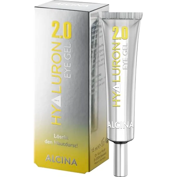 ALCINA HYALURON 2.0 Eye Gel, kühlendes Augen-Gel mit Hyaluronsäure, 15 ml für trockene und feuchtigkeitsarme Mischhaut