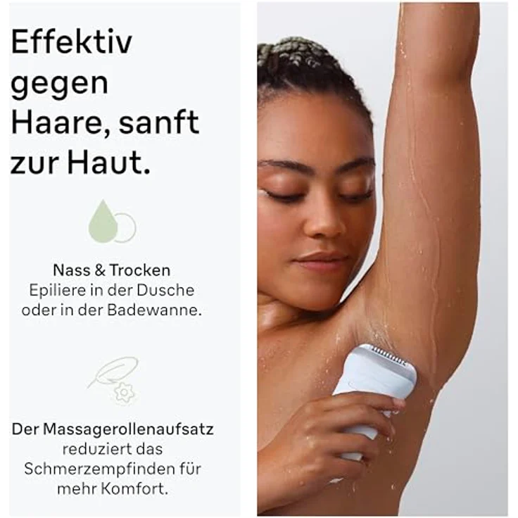 Braun Silk-épil 7 SE7-011, Wet & Dry Epiliergerät mit MicroGrip-Pinzetten-Technologie und Massagerollenaufsatz – Bild 5