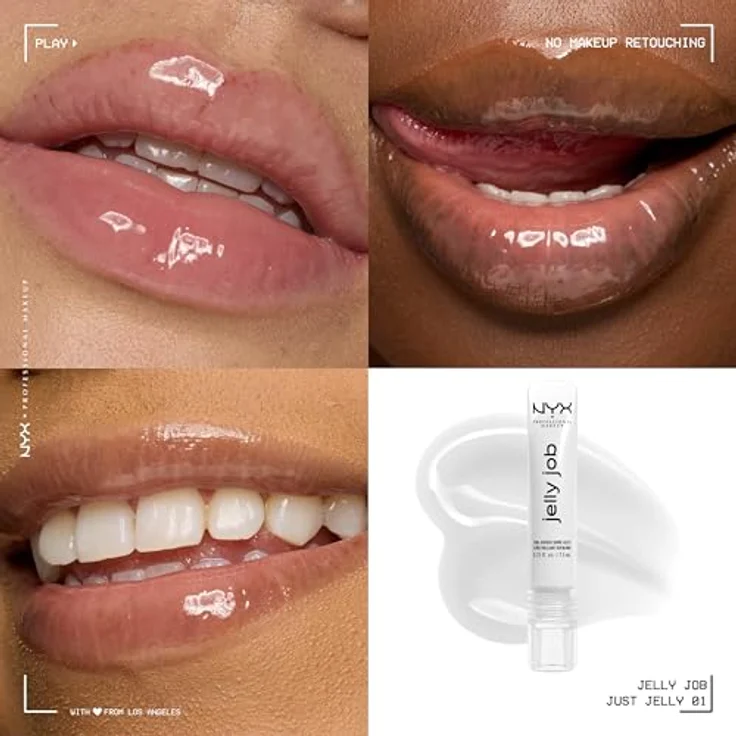 NYX Professional Makeup Jelly Job, leuchtender Lippenglanz mit vergrößerndem Effekt, Farbton Just Jelly, 7.5 ml – Bild 2
