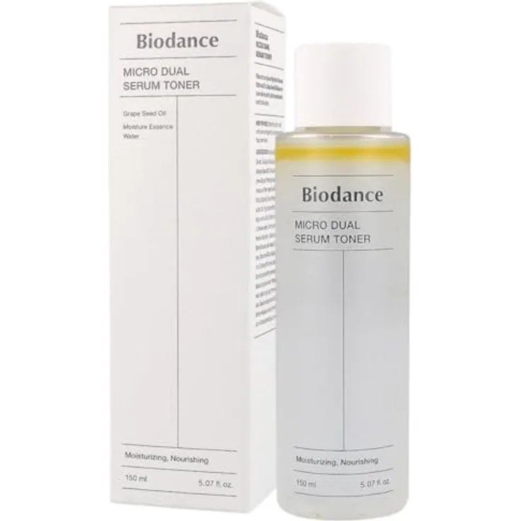 Biodance Micro Dual Serum Toner, 150 ml Gesichtstonikum für feuchtigkeitsspendende zwei-Phasen-Hautpflege, beruhigt und tonisiert