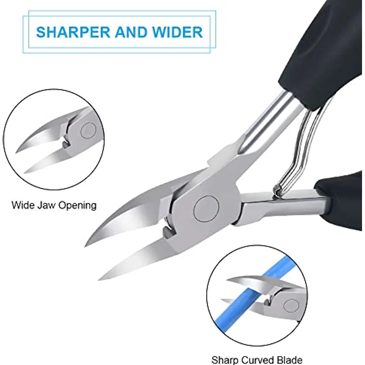 URAQT Fußnagel Nagelzange, Edelstahl Knipser für starke Fußnägel und Fingernägel, ergonomisches Design mit weichem Griff – Bild 2