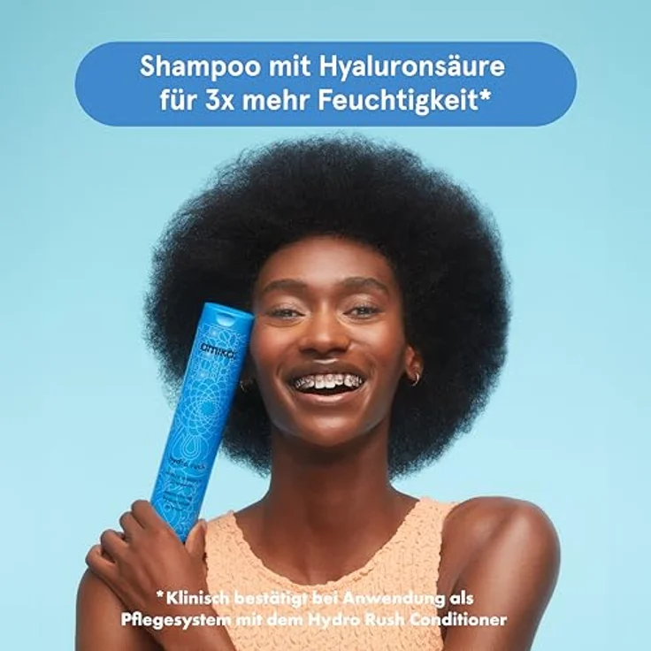 Amika Hydro Rush Intense Moisture Shampoo 1000ml | Feuchtigkeitsshampoo mit Hyaluronsäure für trockenes & strukturiertes Haar | 3x mehr Feuchtigkeit | Vegan & sulfatfrei – Bild 2