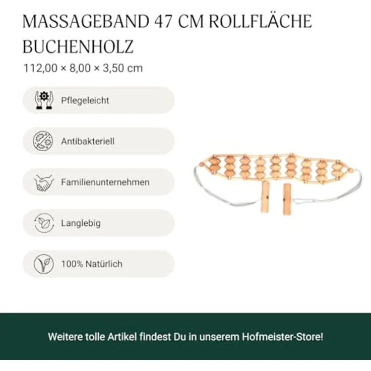 mitienda Massagegerät Massageband aus Buchenholz Rollfläche, zur Entspannung und Förderung der Durchblutung – Bild 4