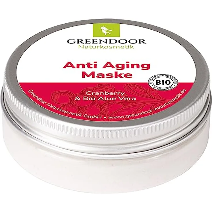 GREENDOOR Anti Aging Maske Aloe Vera & Cranberry, Gesichtsmaske 35g, konzentriertes Pulver zum frischen Selbstanrühren / Aloe Vera Naturkosmetik natürlich ohne Tierversuche