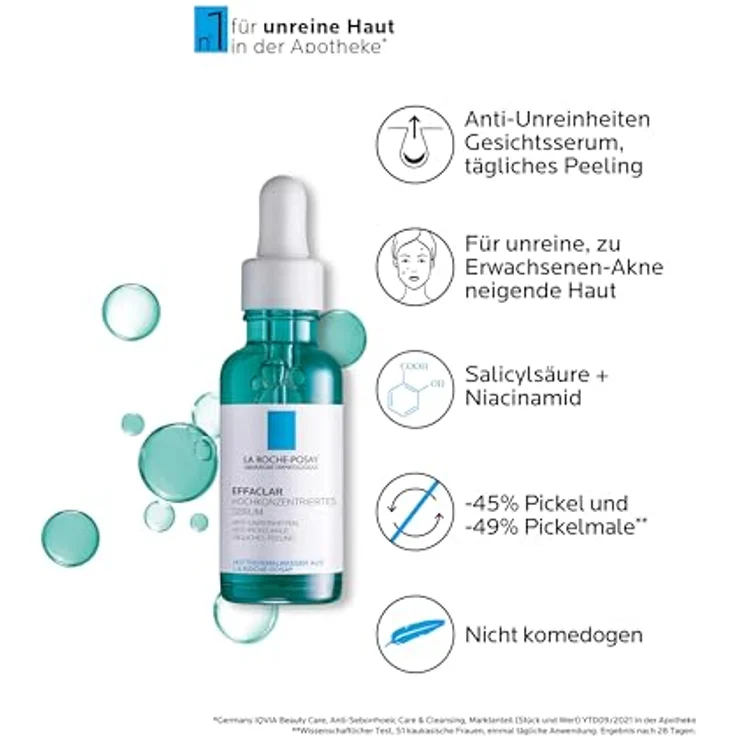 La Roche Possay Effaclar Serum 30 ml mit einer pflegenden Wirkung, hochkonzentriert, porenverfeinernd, Anti-Falten Wirkung – Bild 3