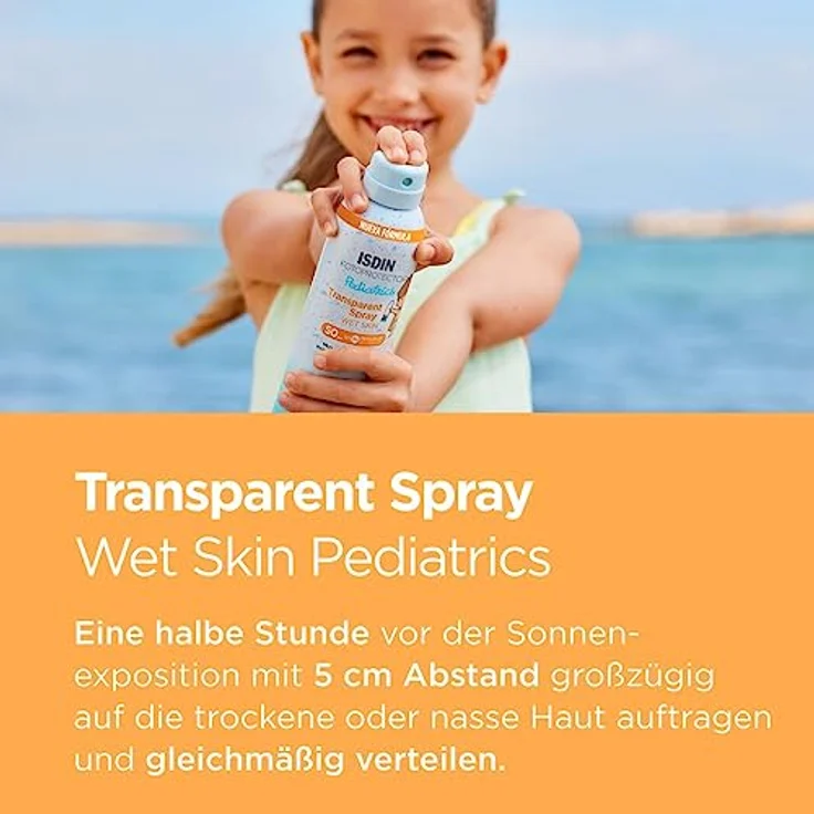 ISDIN Pediatrics Wet Skin Transparent Spray LSF50 (250ml) | Wasserfest und Wet Skin | unsichtbarer und leichter Lichtschutz – Bild 5