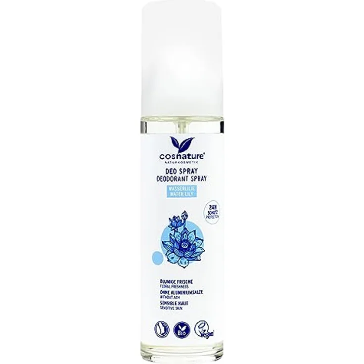 Cosnature Deo-Zerstäuber mit Wasserlilie 24 h-Schutz ohne Aluminiumsalze 75 ml