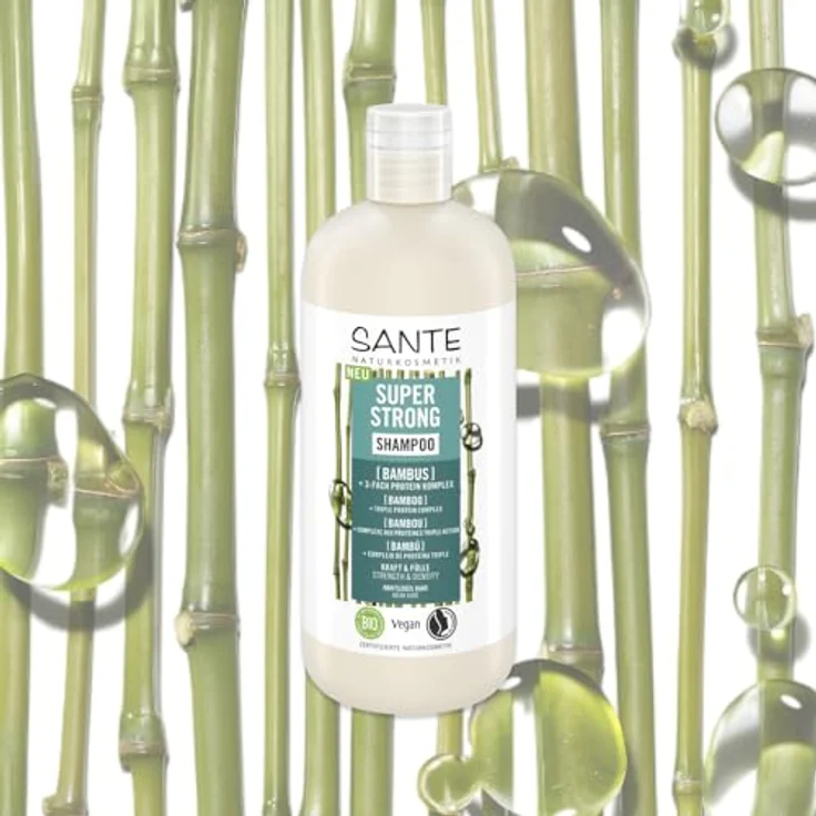 Sante Naturkosmetik Super Strong Shampoo Bio-Bambus Extrakt + 3-Fach Protein Komplex, stärkt kraftloses und schwaches Haar, 500 ml – Bild 3