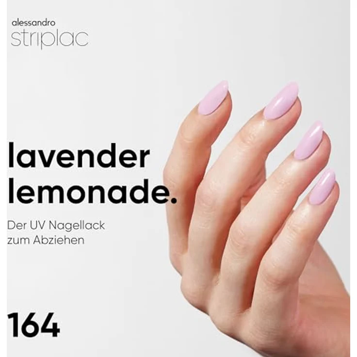 alessandro Striplac UV-Nagellack Lavender Lemonade, kratzfest & deckend für bis zu 15 Tage, schonende Abziehtechnologie, vegan, Pastell-Lila, 6,5ml – Bild 2