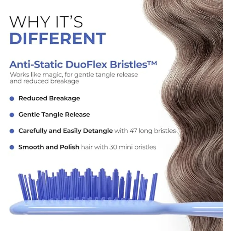 UNbrush Detangling Hair Brush Mini, Pastel Periwinkle, No Tangle Bürste für sanftes Entwirren unterwegs – Bild 4